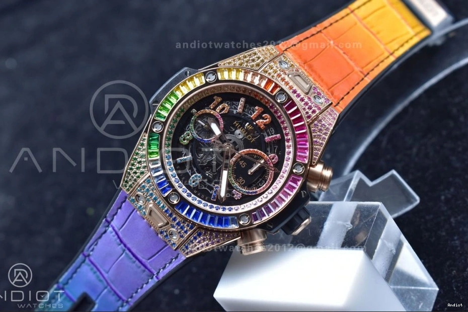 Rainbow Bang Gummy 1:1 Strap 45mm Big A1280 King Best Unico RG on Edition Rainbow ZF 0117